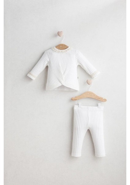 Kız Bebek Daisy Dream Alt Üst Takım Ekru Renk - Çapraz ve Dantelli Tasarım