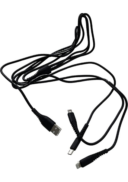 120 cm Çoklu Ev Araba Hızlı Şarj Kablosu Microusb Type C Lightining 3 In 1