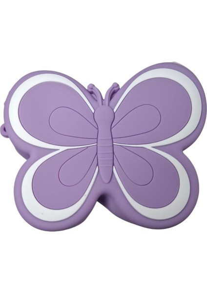Kız Çocuk Lila Renk Kelebek Model Mini Silikon Çanta Cüzdan