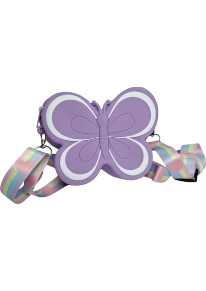 Kız Çocuk Lila Renk Kelebek Model Mini Silikon Çanta Cüzdan fiyatları