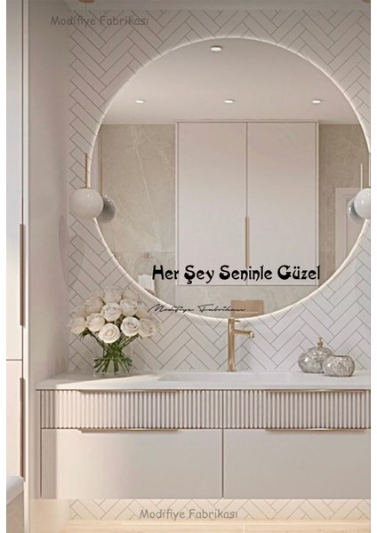 Motivasyon Sticker - Her Şey Seninle Güzel Dekoratif Duvar Ayna Cam Dekor Yazı Sticker modelleri