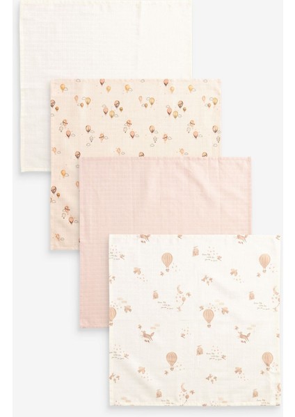 % 100 Pamuklu Sıcak Hava Balonu Desenli 4’lü Müslin Set