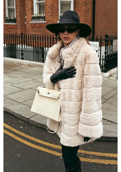 AÇELYAOKCU Premium Dik Yaka Kadın Rex Kürk Kaban fırsatları