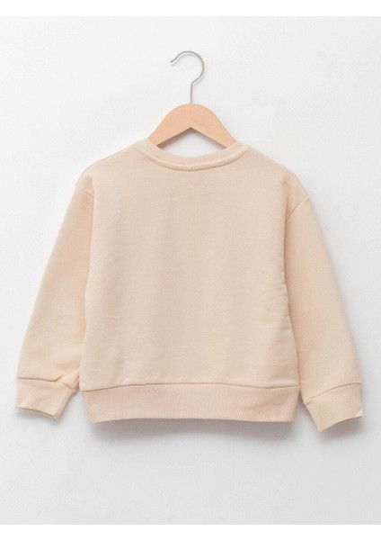 Bisiklet Yaka Nakışlı Uzun Kollu Kız Çocuk Sweatshirt
