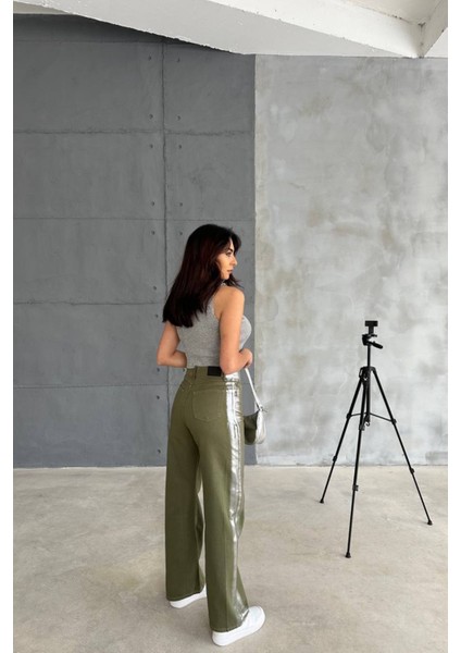 Haki Gabardin Palazzo Pantolon modelleri