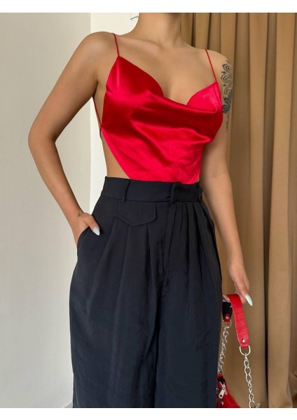 Pile ve Cep Kapak Detaylı Salaş Pantolon - Siyah modelleri