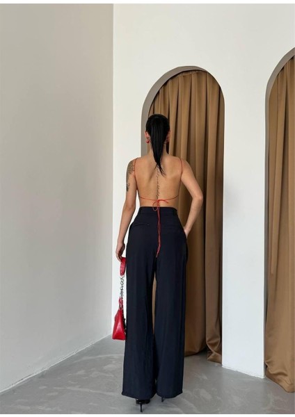 Pile ve Cep Kapak Detaylı Salaş Pantolon - Siyah fırsatları