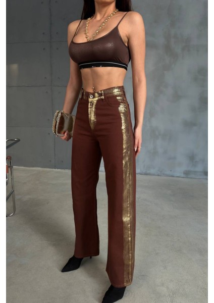 Kahverengi Gabardin Palazzo Pantolon fiyatları