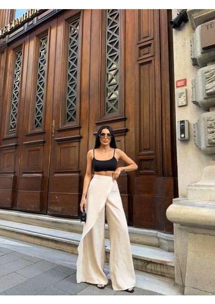 Şalvar Kapak Bağlamalı Pantolon - Bej modelleri