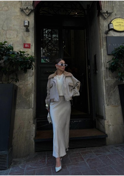 Bej Kaşe Bomber Ceket