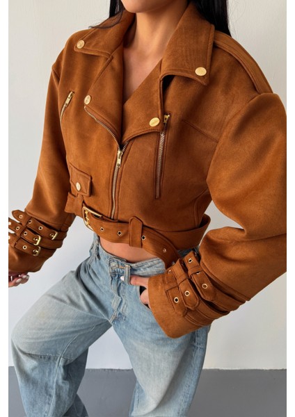 Taba Kol Kemer Detay Crop Ceket fiyatları