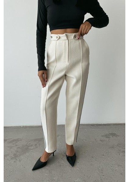 Beyaz Yan Inci Biye Detaylı Pantolon fiyatları