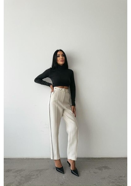 Beyaz Yan Inci Biye Detaylı Pantolon fırsatları