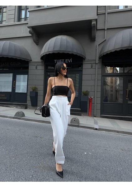 Paçası Cırtlı Pantolon - Beyaz fiyatları