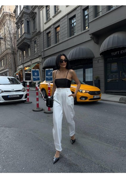 Paçası Cırtlı Pantolon - Beyaz fırsatları