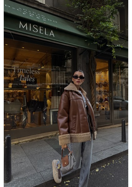 Taba Yaka ve Kol Manşet Kürk Detaylı Deri Mont modelleri