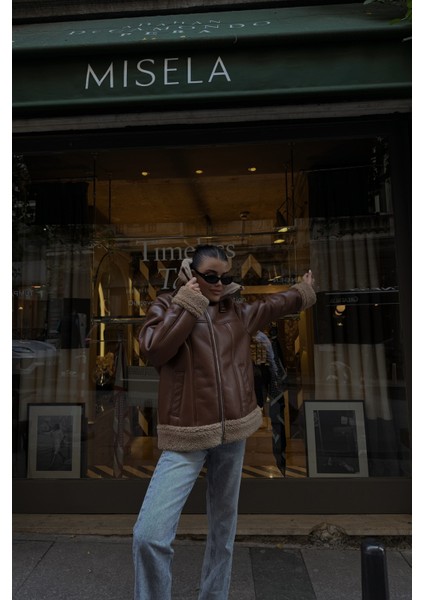 Taba Yaka ve Kol Manşet Kürk Detaylı Deri Mont indirimleri