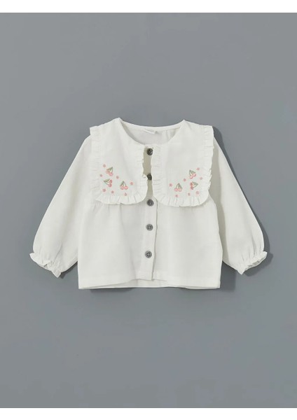 Lcw Baby Ekru Bisiklet Yaka Nakışlı Kız Bebek Gömlek ve Tayt 2'li T T fiyatları