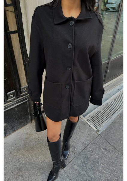 Siyah Düğmeli Kaşe Ceket fiyatları