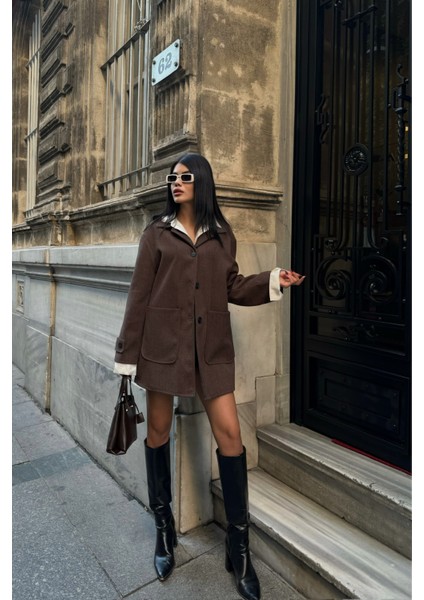 Kahverengi Düğmeli Kaşe Ceket fiyatları