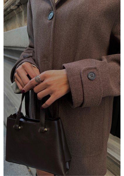 Kahverengi Düğmeli Kaşe Ceket fırsatları