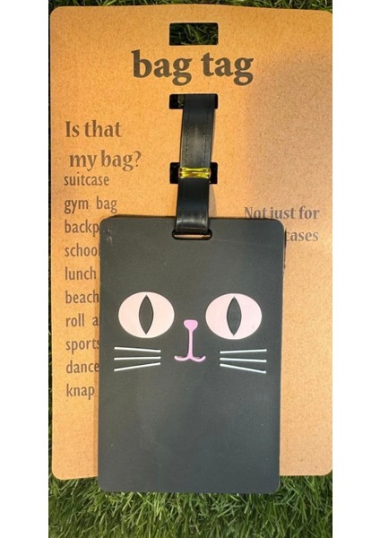 Kartlık Bagaj Bavul Valiz Çanta Etiketi/kara Kedi /siyah Pembe