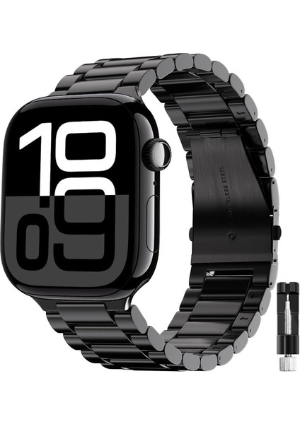 Apple Watch Seri 10 46MM Uyumlu Paslanmaz Çelik Akıllı Saat Kordonu