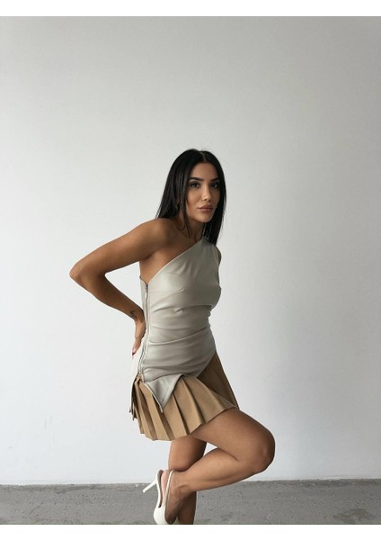 Tek Omuz Yandan Fermuarlı Bluz Taş fiyatları