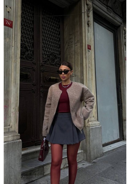 Vizon Kaşe Fermuarlı Bluz modelleri