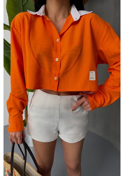 Beyaz Yaka ve Etiket Detaylı Orange Crop Gömlek fiyatları
