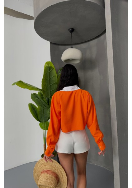 Beyaz Yaka ve Etiket Detaylı Orange Crop Gömlek indirimleri