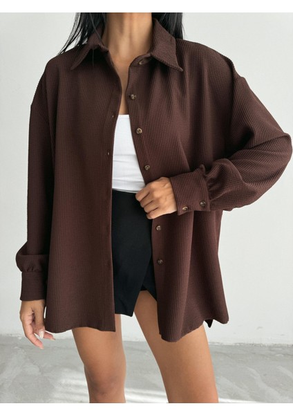 Çizgili Kumaş Gömlek Kahverengi fiyatları