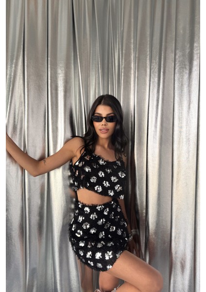 Gümüş Püskül Payet Etekli Takım