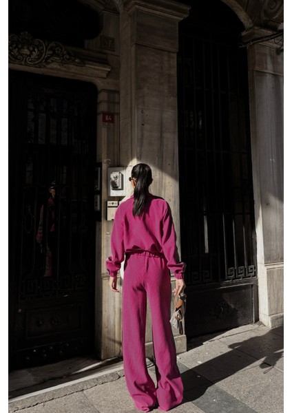 Fuşya Yanları Şerit Detaylı Eşofman Takım indirimleri