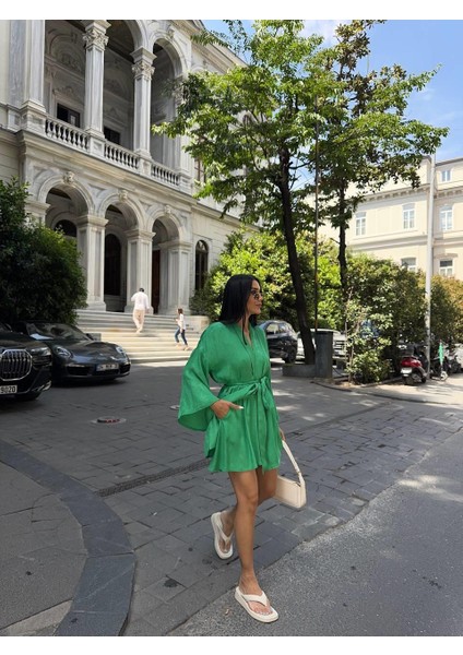 Jakarlı Kimono - Şort Takım - Yeşil