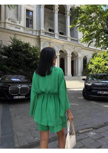 Jakarlı Kimono - Şort Takım - Yeşil modelleri