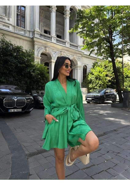 Jakarlı Kimono - Şort Takım - Yeşil fırsatları