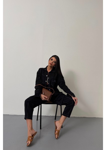 Mavi Denim Puntolu Gömlek Pantolon Takım