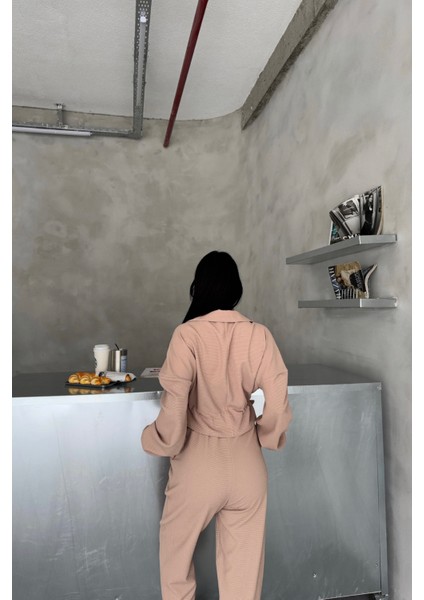 Gift Kumaş Bej Eşofman Takım