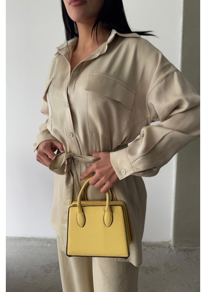 Simli Kumaş Salaş Pantolon Gömlek Bej Takım fiyatları