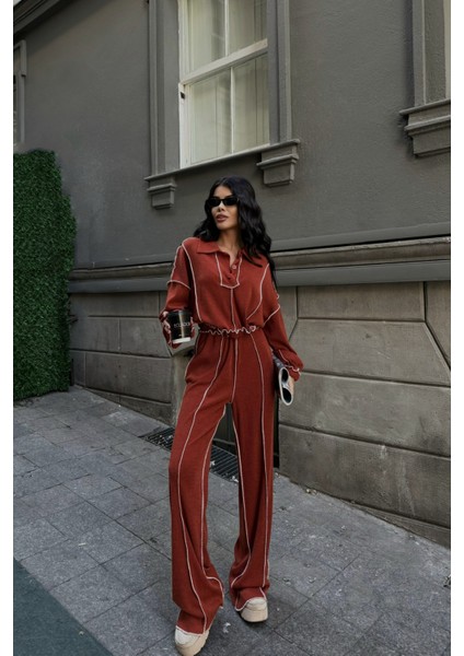 Kiremit Şönil Kumaş Biyeli Takım