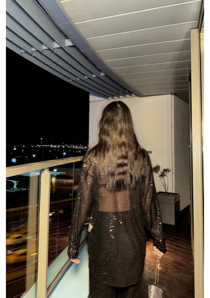 Siyah Pul Payet Üçlü Takım