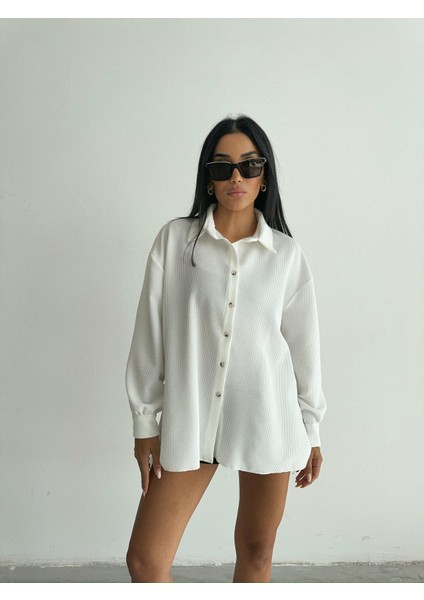 Çizgili Kumaş Gömlek Beyaz modelleri