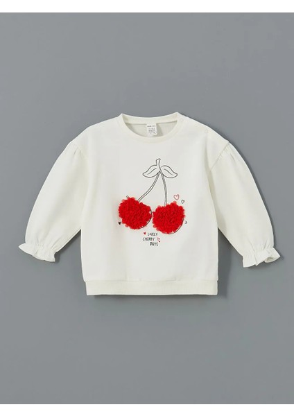 Lcw Baby Ekru Bisiklet Yaka Kiraz Baskılı Kız Bebek Sweatshirt ve Tayt 2'li T T fiyatları