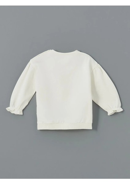 Lcw Baby Ekru Bisiklet Yaka Kiraz Baskılı Kız Bebek Sweatshirt ve Tayt 2'li T T modelleri