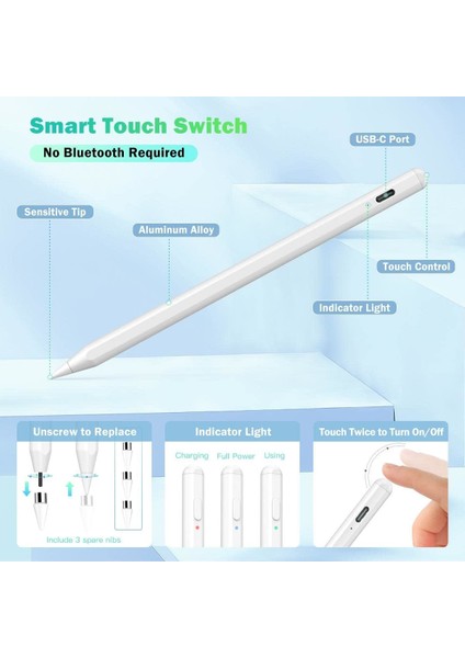 Samsung Galaxy Tab S9 Fe SM-X510 Uyumlu Ios Android Tablet Telefon iPad Yazı Çizim Kalemi
