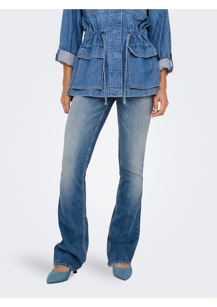 Onlblush Mıd Flared Dnm DOT741 Noos Kadın Jean Pantolon 15339447 Medium Blue Denim