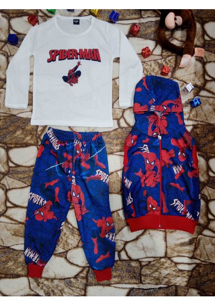 Spiderman Çocuk Yelekli Takım 3lü Set