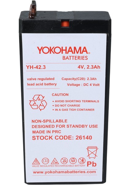 Yh-42.3 4 Volt - 2.3 Amper Kuru Akü (50 x 100 x 22 Mm)