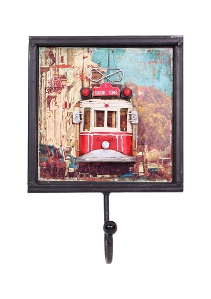 Dekoratif Metal Askı Tramvay Dekorlu